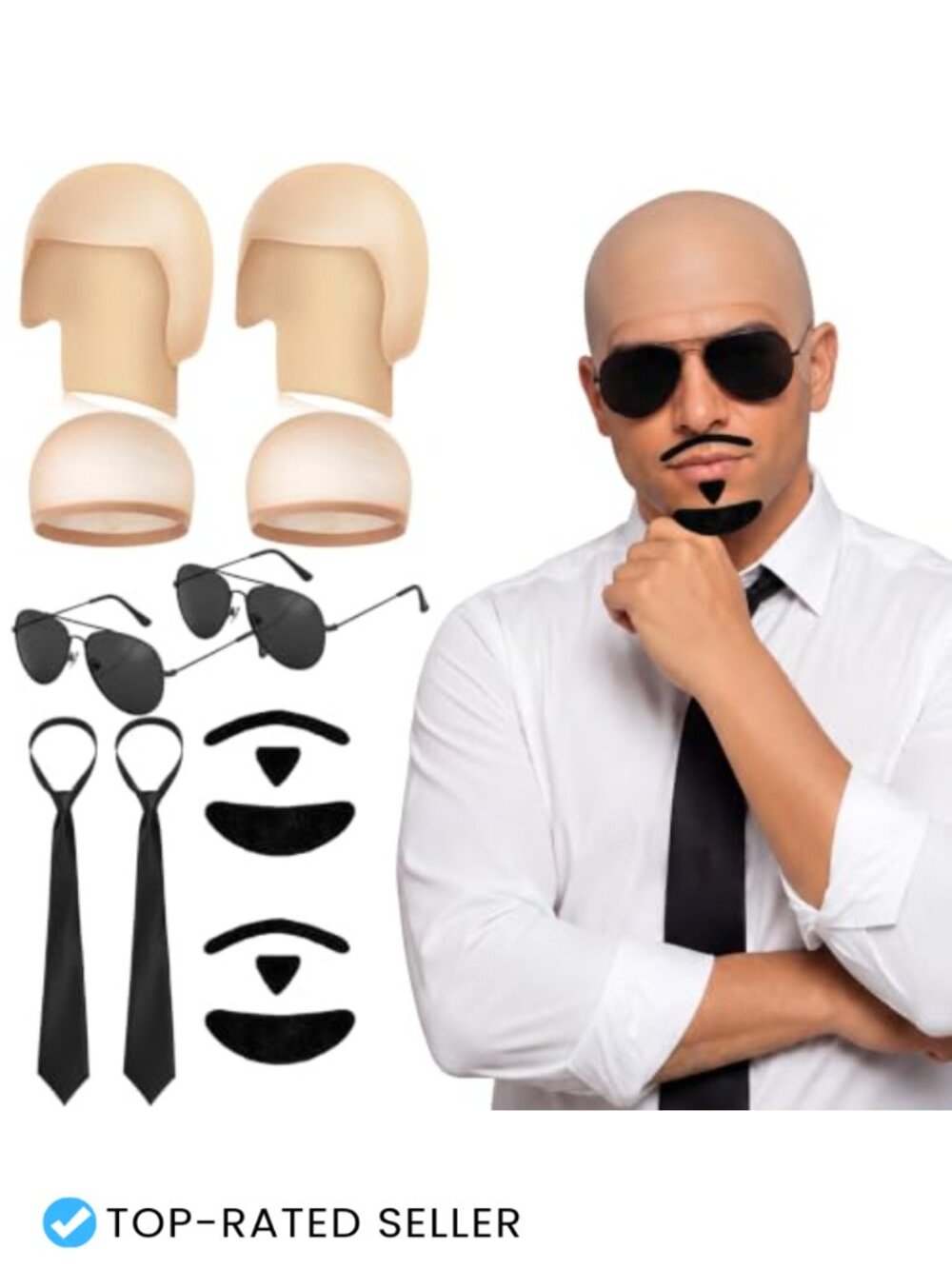 Bald Caps Costume Set Latex Cosplay Accessories